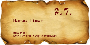 Hanus Timur névjegykártya